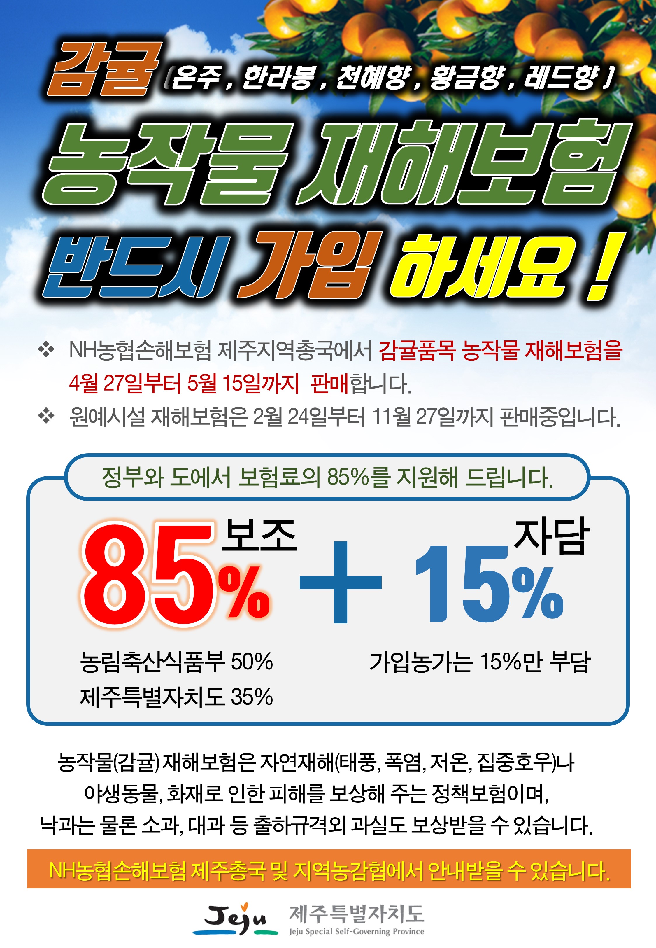 2020년 농작물재해보험(감귤) 가입기간 홍보 첨부이미지