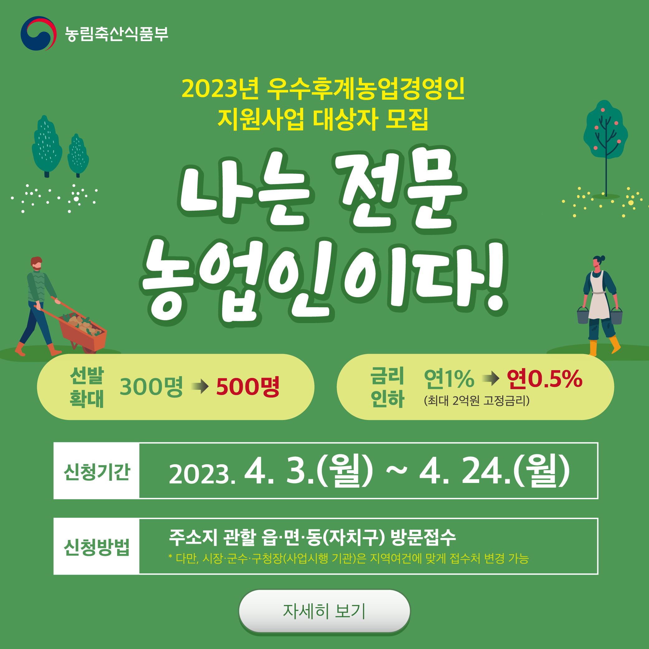 2023년도 우수후계농업경영인 지원 대상자 선정 계획 알림 첨부이미지