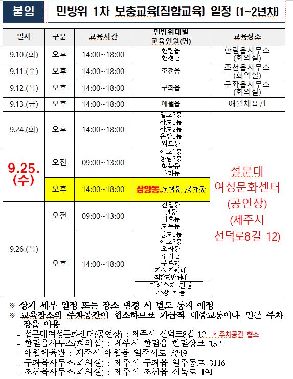 2024년 민방위 1차 보충교육 운영계획 알림 첨부이미지