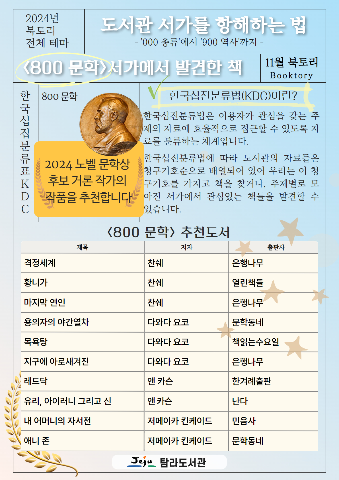 탐라도서관 북토리(Booktory) 11월 사서 추천도서 안내 첨부이미지