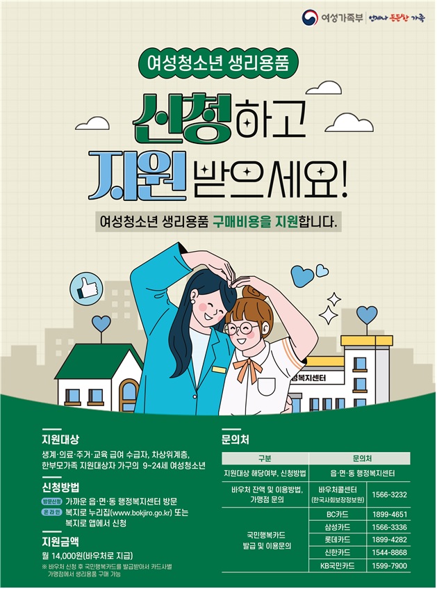 여성청소년 생리용품 바우처 지원사업 신청 안내 첨부이미지