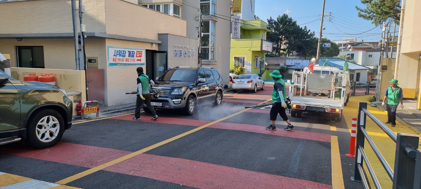 새마을지도자 외도동협의회, 주민자율 방역 및 불법 광고물 철거 활동 실시 첨부이미지