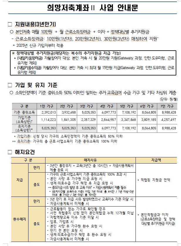 2025년 자산형성지원사업 모집일정 알림 첨부이미지